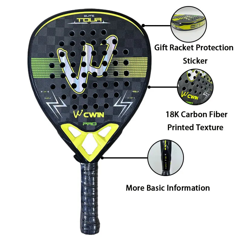 Face de la pala CAMEWIN Elite Tour 18K jaune, texture et perforations