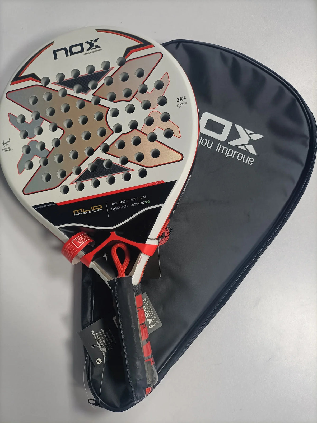 NOX Professional Padel Tennis Racket Carbon Fibre Composite Diamond Shaped EVA Laminated Foam Fengdong 3D SPIN Sports Racquet