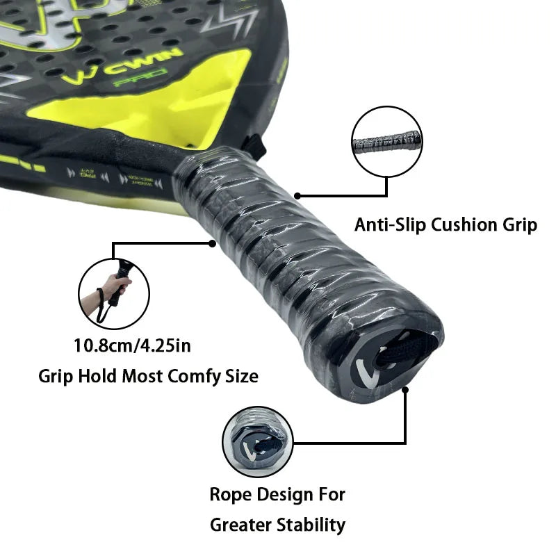 Manche de la pala CAMEWIN Elite Tour 18K, grip anti-dérapant et dragonne