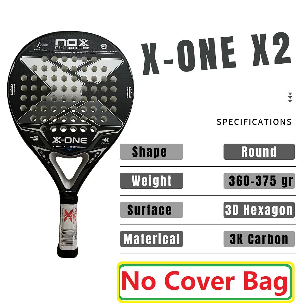NOX Professional Padel Tennis Racket Carbon Fibre Composite Diamond Shaped EVA Laminated Foam Fengdong 3D SPIN Sports Racquet