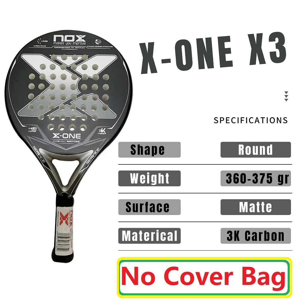 NOX Professional Padel Tennis Racket Carbon Fibre Composite Diamond Shaped EVA Laminated Foam Fengdong 3D SPIN Sports Racquet
